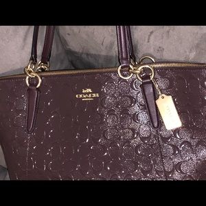 Coach Ava Embossed Tote Oxblood Color F38090